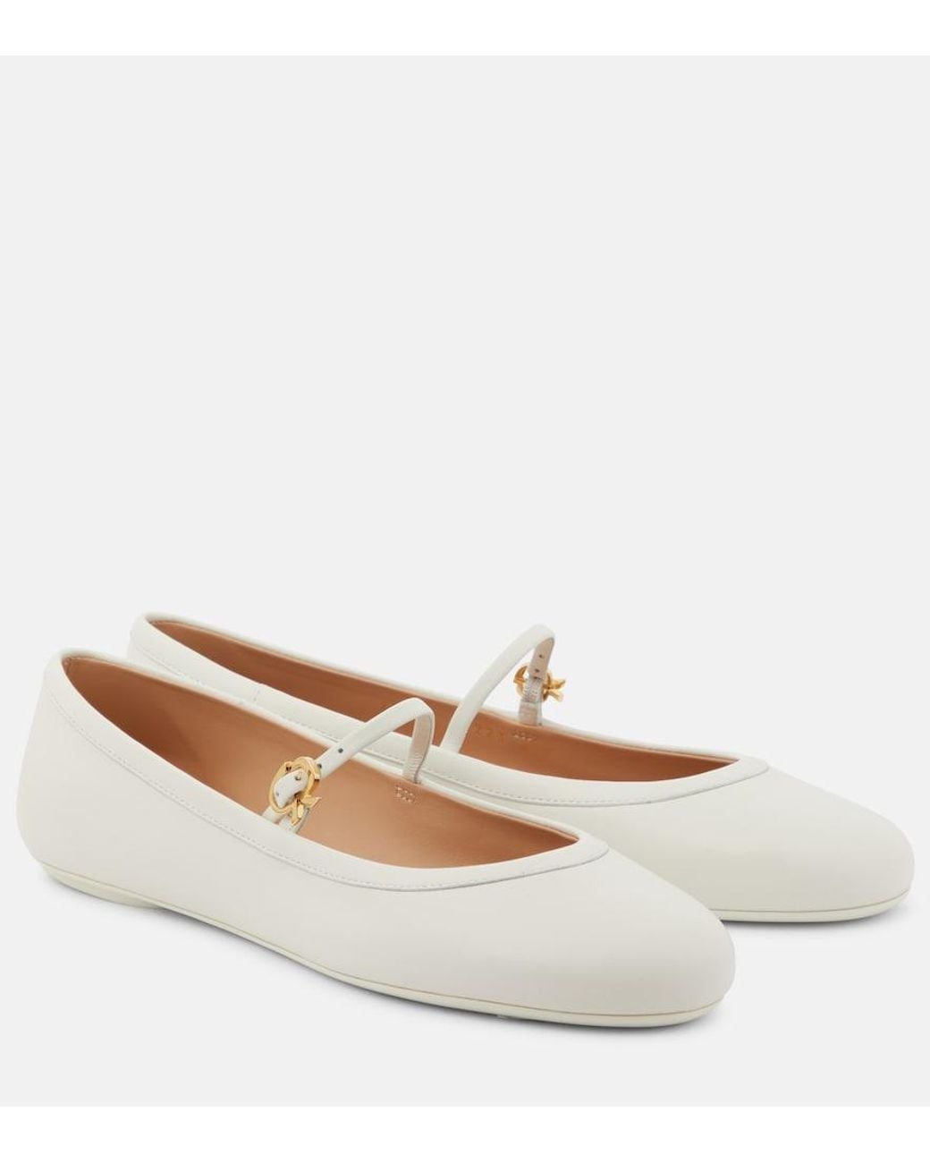 Gianvito Rossi White Carla Leather Mary Jane Flats