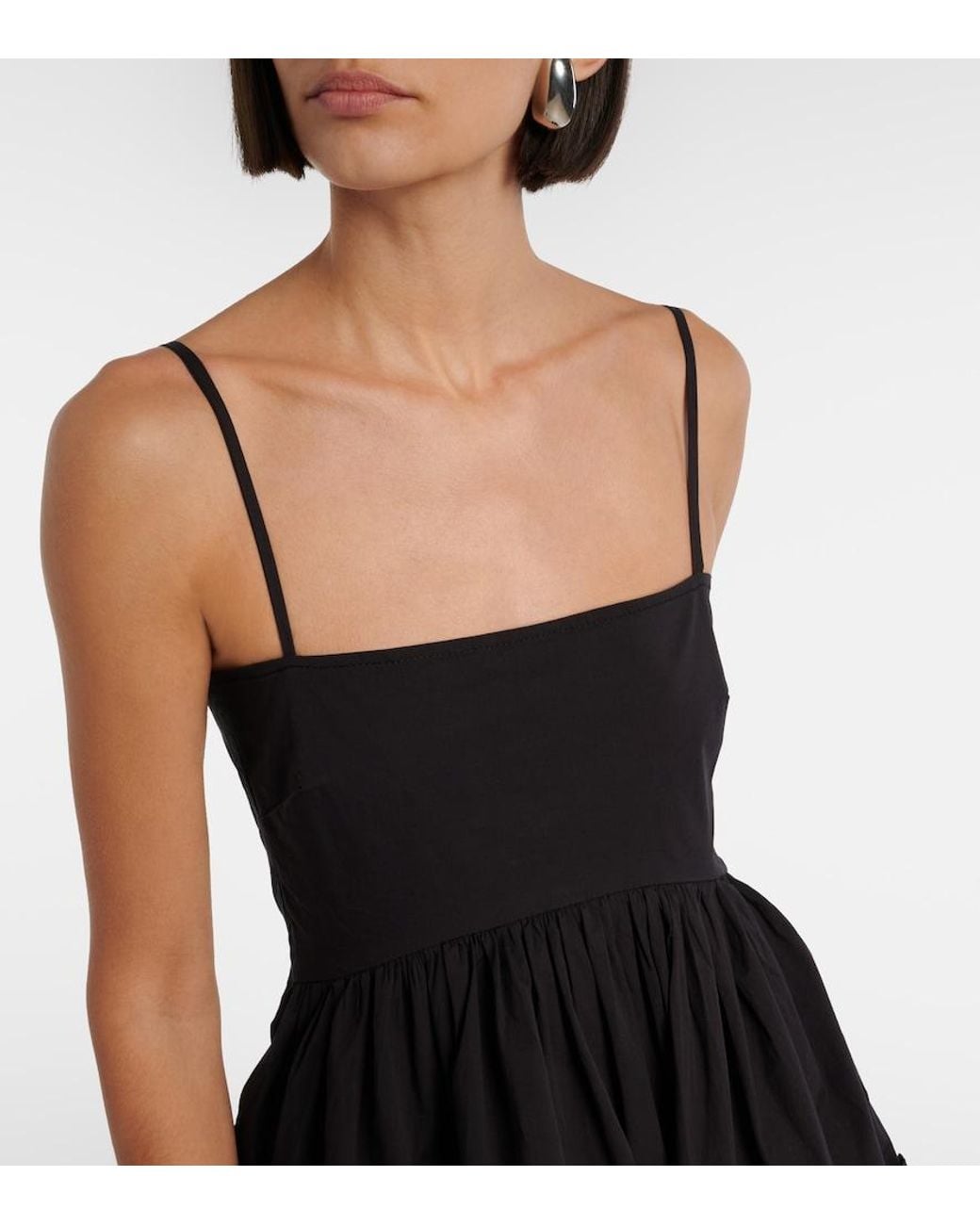 Ganni Black Ruffled Cotton-Blend Minidress