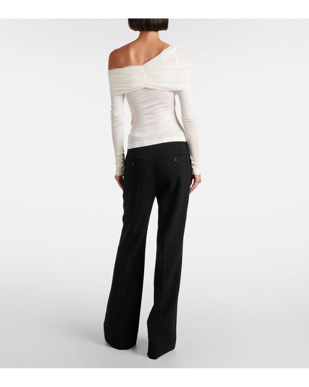 Christopher Esber White Sonora Veiled Off-Shoulder Top