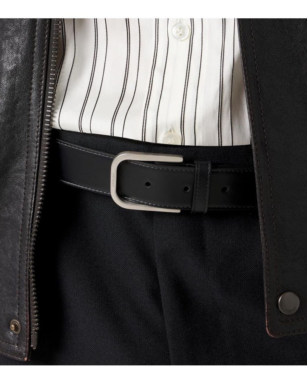 Saint Laurent Black Leather Belt for men