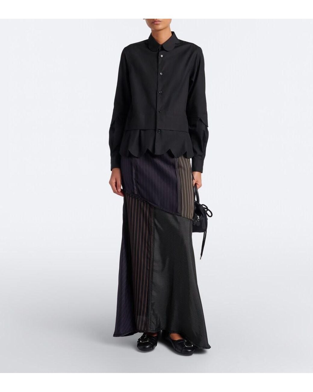 Noir Kei Ninomiya Black Layered Cotton Shirt