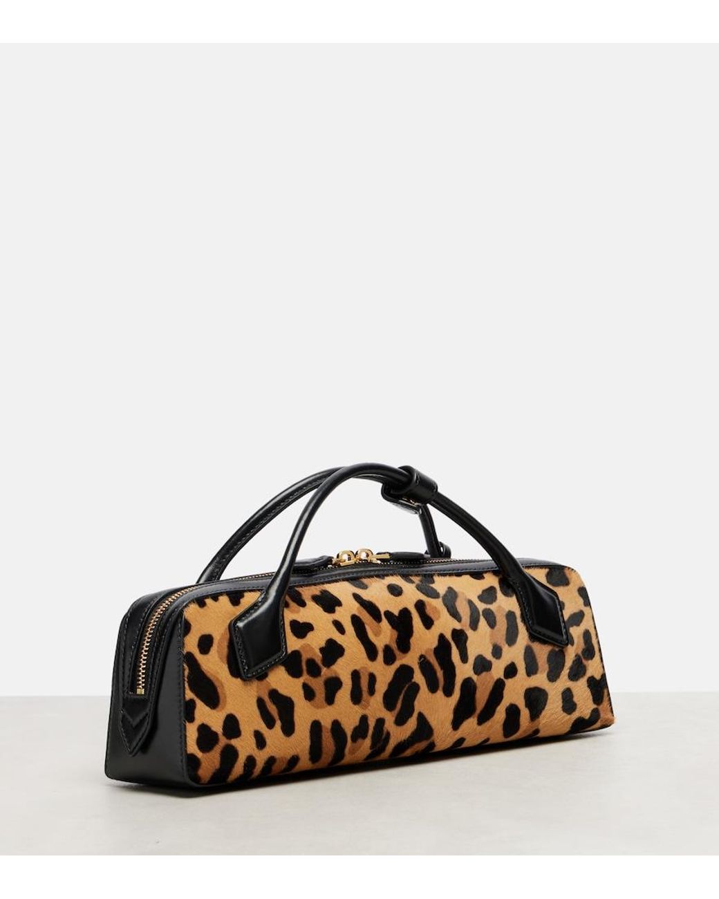 Alaïa Brown Le Teckel Leopard-Print Calf Hair Clutch