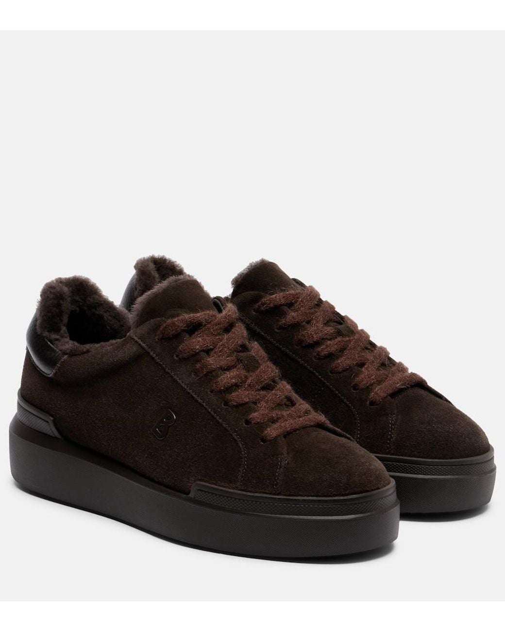 Bogner Brown Hollywood 32 Shearling-Lined Suede Sneakers