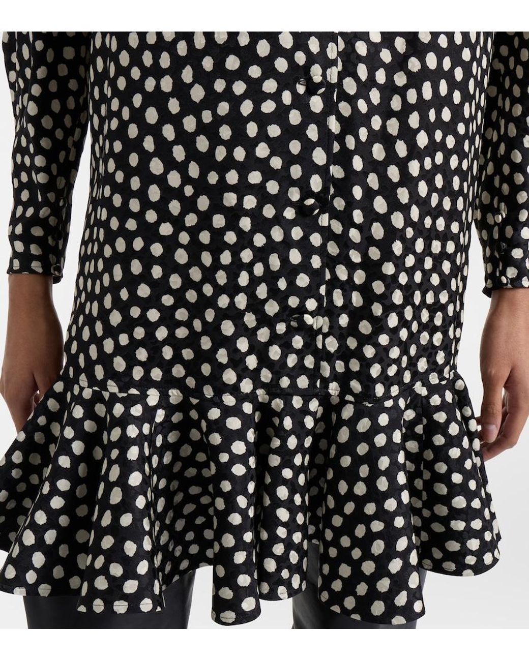 Chloé Black Polka-Dot Silk Jacquard Minidress