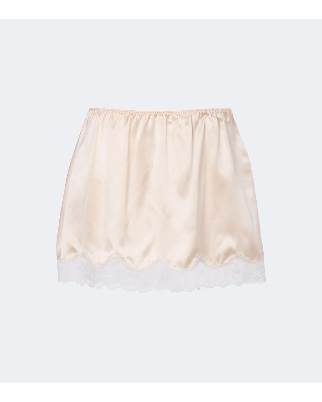 Magda Butrym Natural Lace-Trimmed Silk Satin Miniskirt