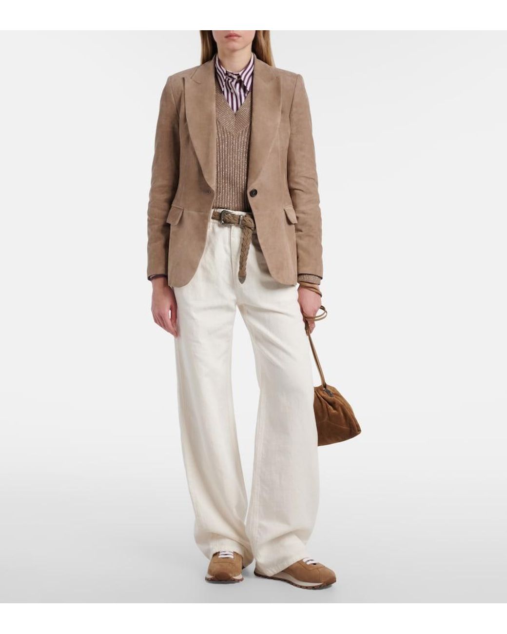 Brunello Cucinelli White Cotton And Linen Wide-Leg Pants
