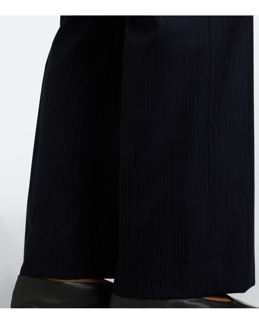 The Row Blue Yda Pinstripe Wool Straight Pants