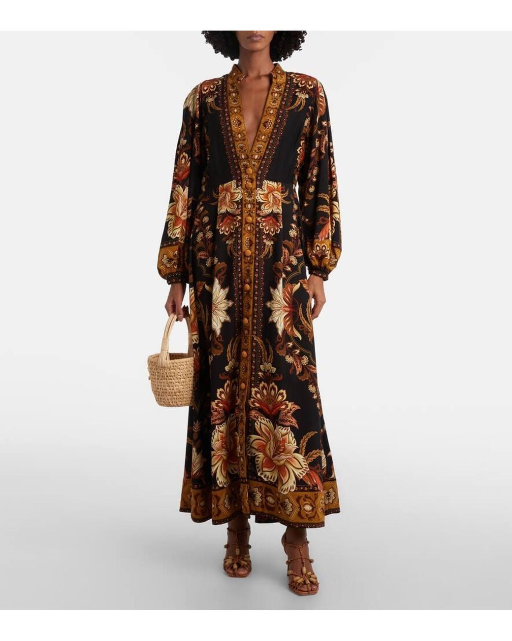 FARM Rio Majestic Garden Maxi Dress in Brown | Lyst UK