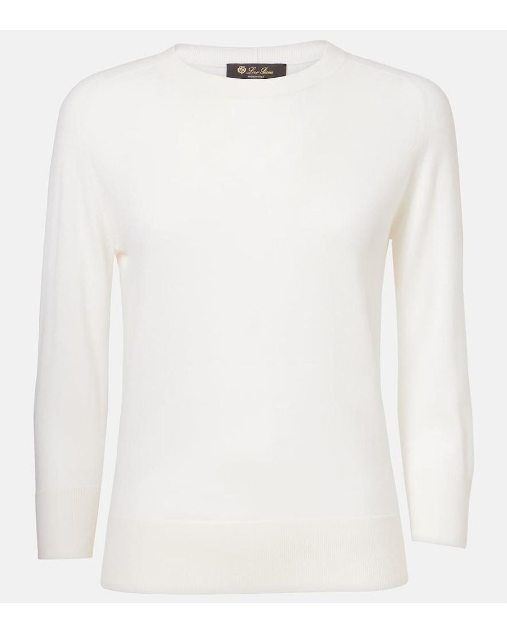 Loro Piana White Piuma Cashmere Sweater