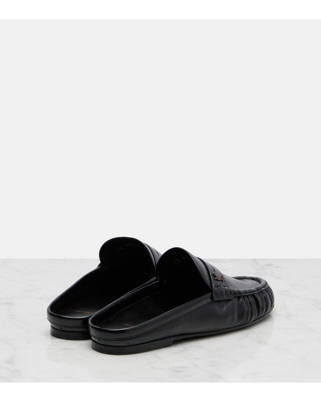 Saint Laurent Black Le Loafer Leather Mules