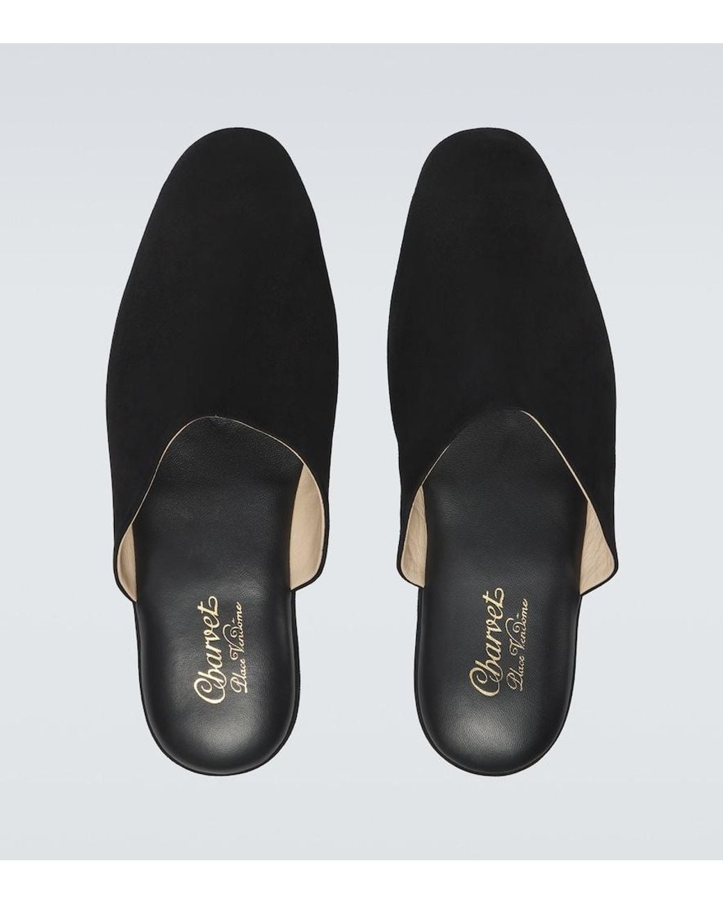 Charvet Black Suede Slippers for men