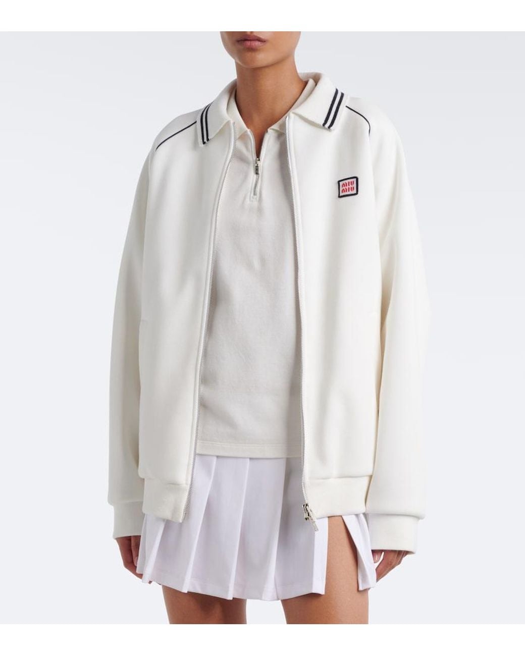 Miu Miu White Cotton Pique Polo Shirt