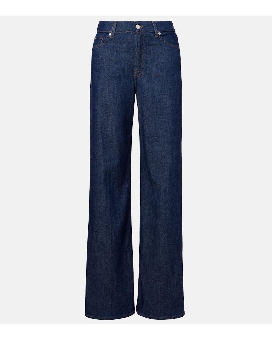 7 For All Mankind Blue Lotta Wide-Leg Jeans