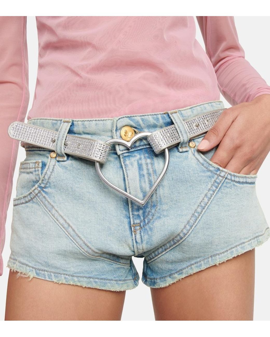 Blumarine White Heart Crystal-embellished Belt