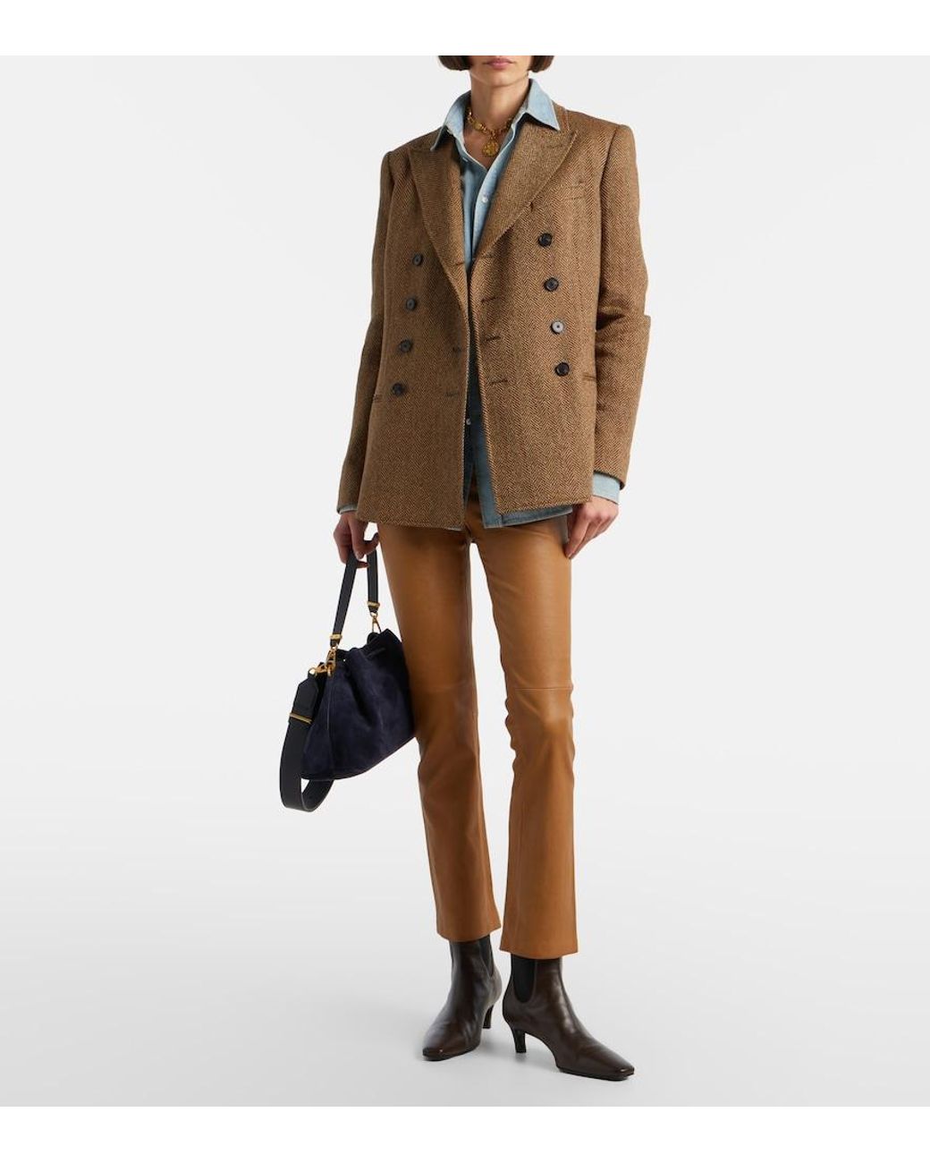Stouls Brown Jp Twenty Leather Slim Pants