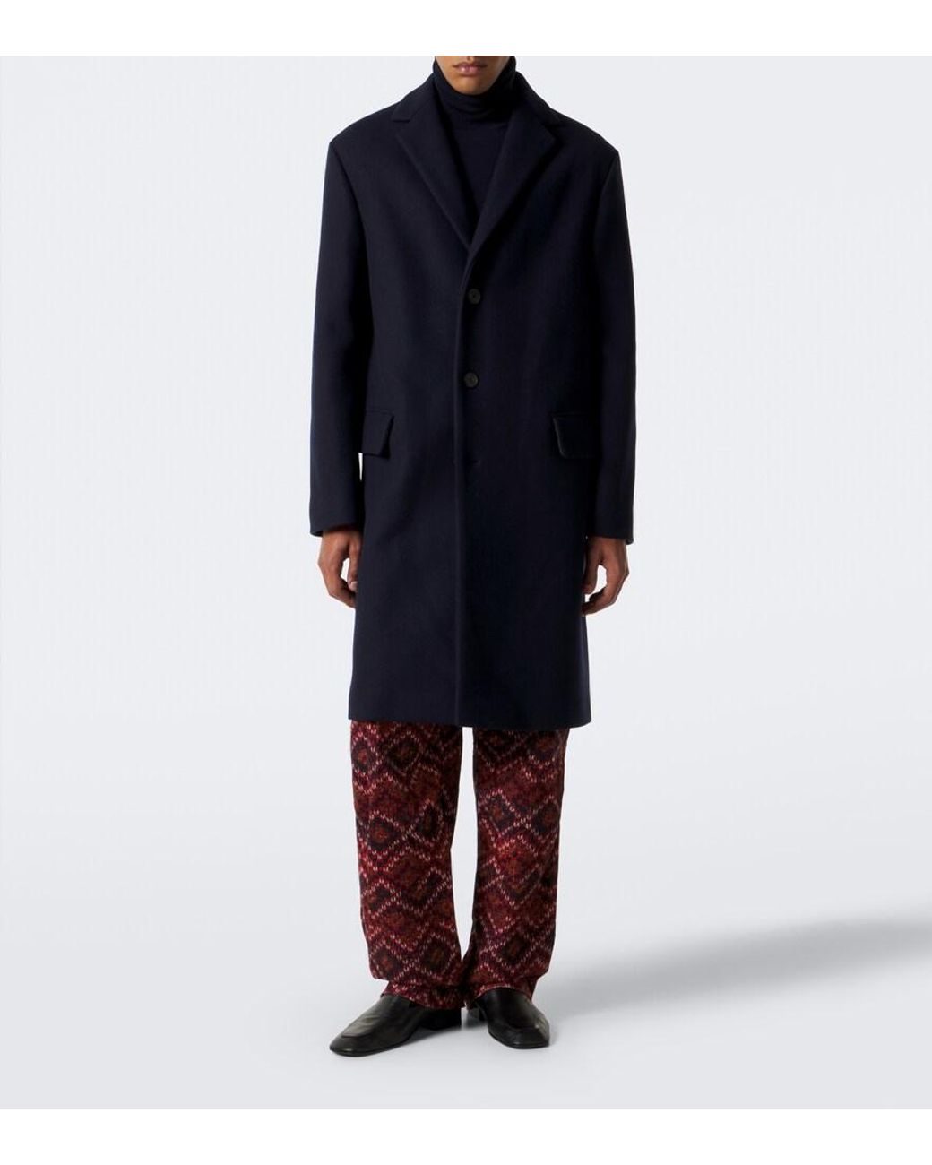 Dries Van Noten Blue Wool-Blend Coat for men