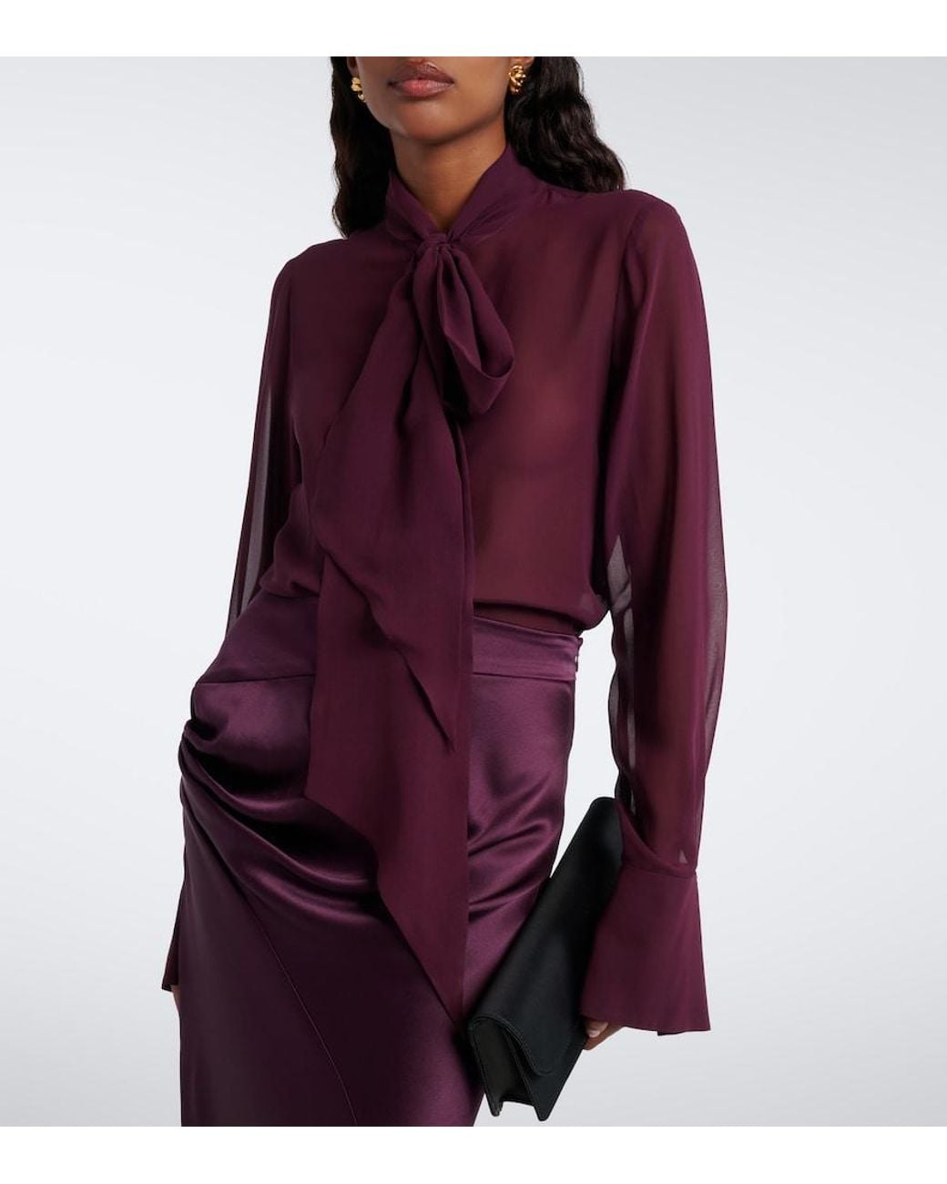 Nina Ricci Purple Silk Chiffon Blouse