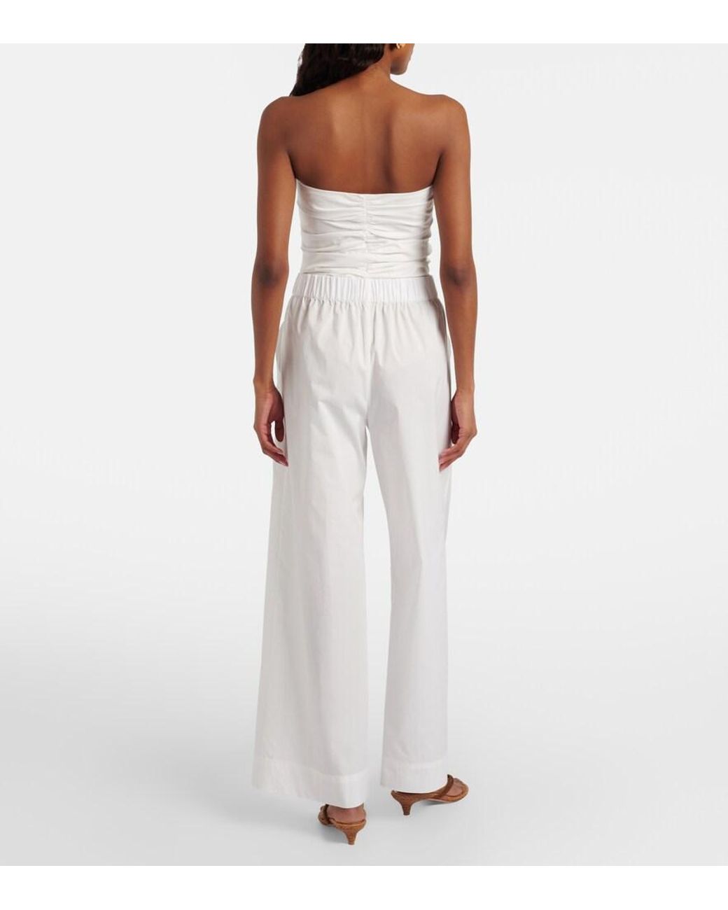 Jonathan Simkhai White Arden Cotton-Blend Wide-Leg Pants