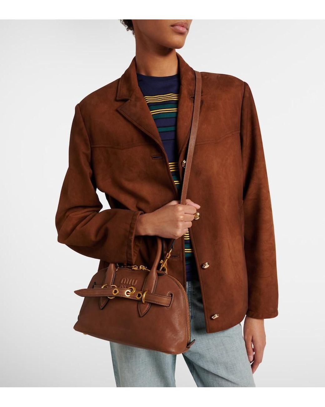 Miu Miu Brown Adventure Leather Tote Bag