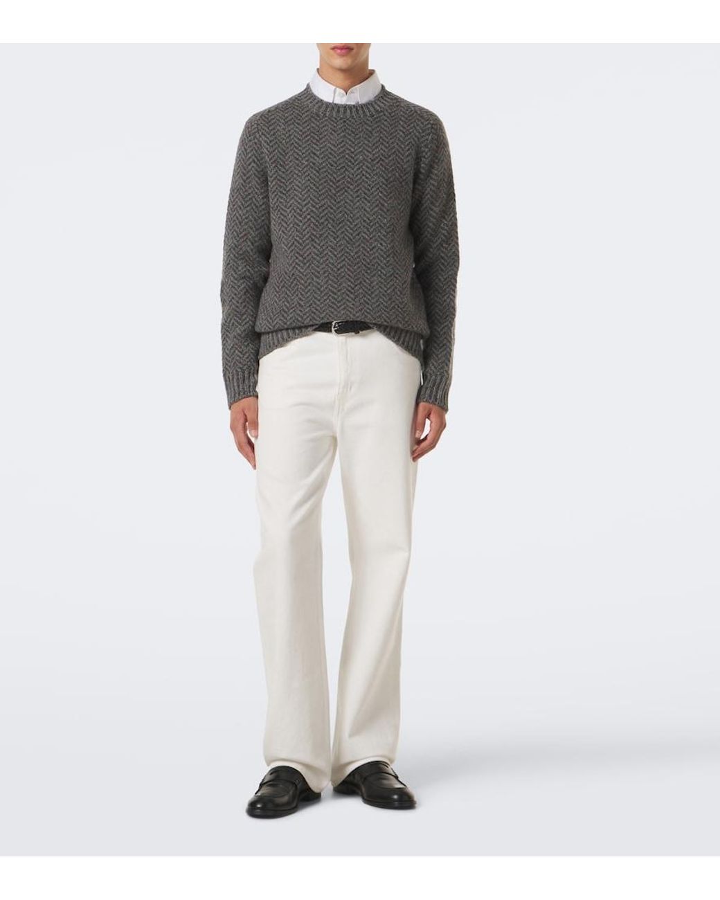 Gabriela Hearst Gray Sermo Herringbone Cashmere Sweater for men