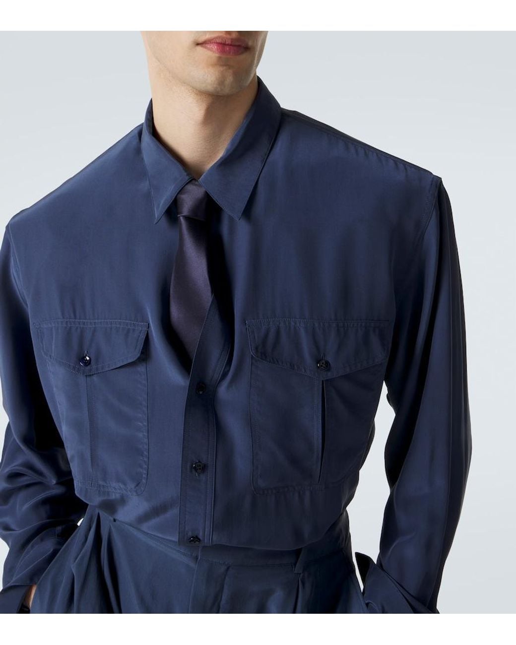 Saint Laurent Blue Long-Sleeved Shirt for men