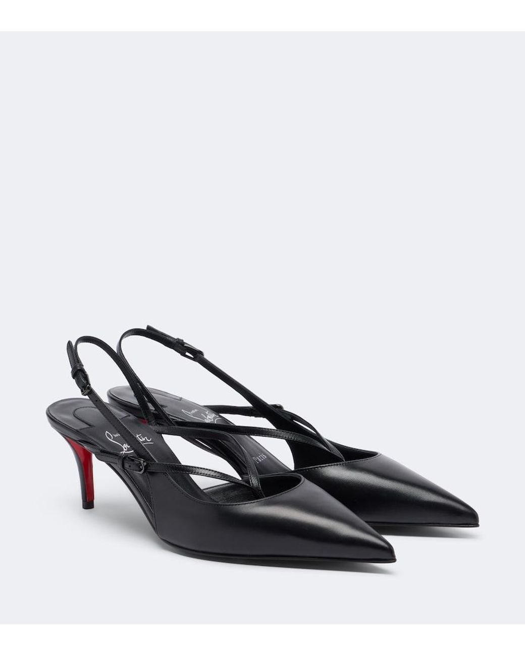 Christian Louboutin Black Miss Z Leather Slingback Pumps
