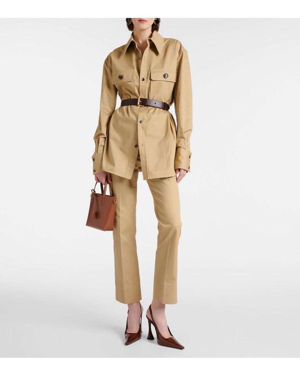 Saint Laurent Brown Fox-Coloured Leather Mini Shopping Bag