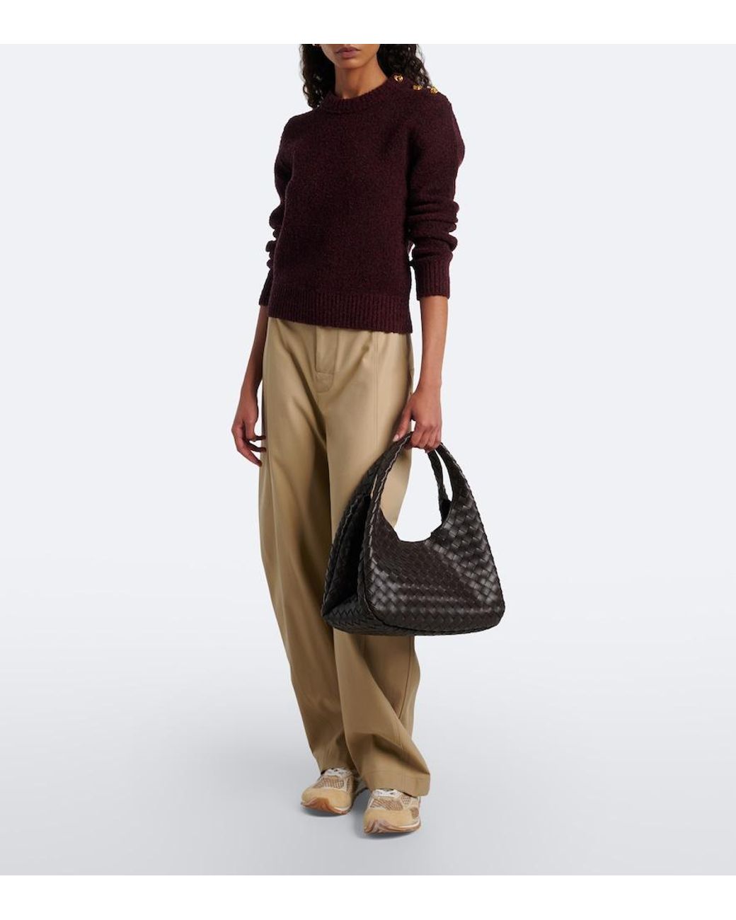 Bottega Veneta Black Campana Intrecciato Leather Shoulder Bag