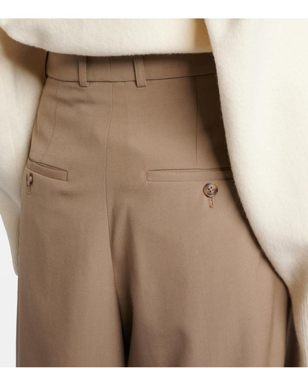 Rohe Natural High-Rise Virgin Wool Barrel-Leg Pants