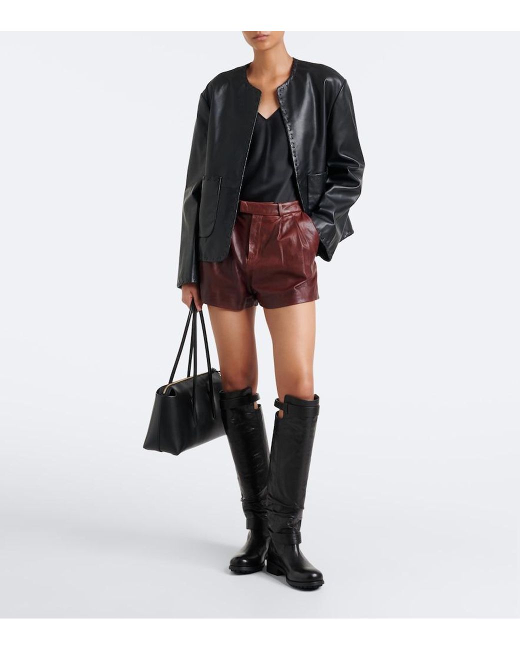 Jimmy Choo Black Biker Leather Knee-High Boots