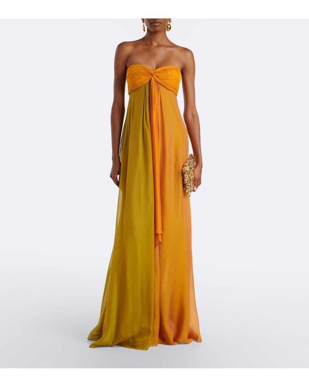 retroféte Yellow Lunaria Chiffon Maxi Dress