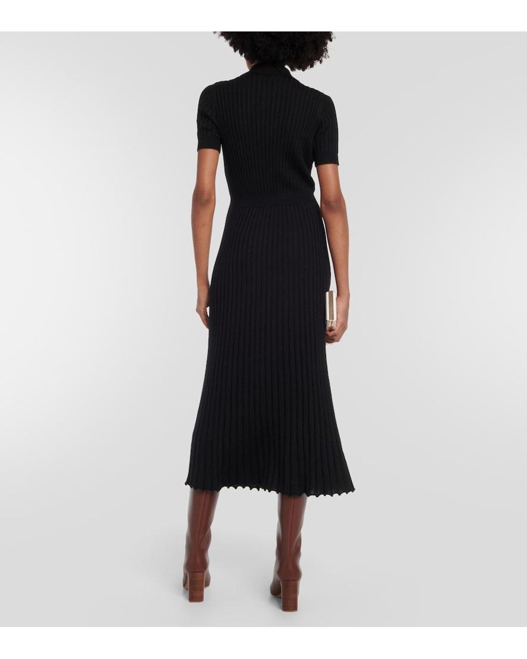 Gabriela Hearst Black Amor Silk And Cashmere Midi Dress