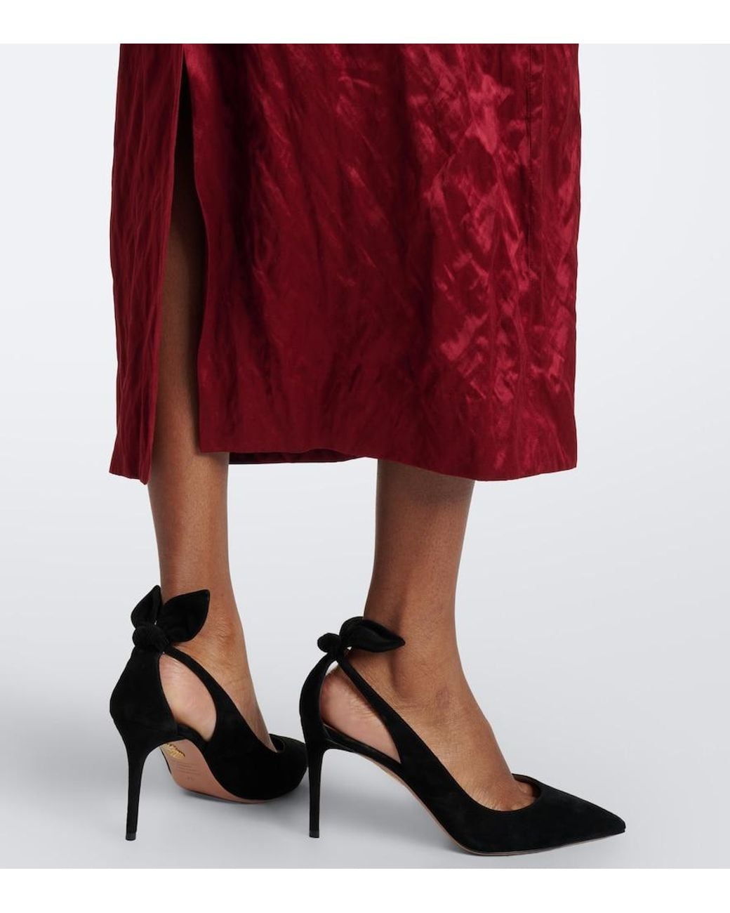 Erdem Red Embellished Satin Cocktail Dress