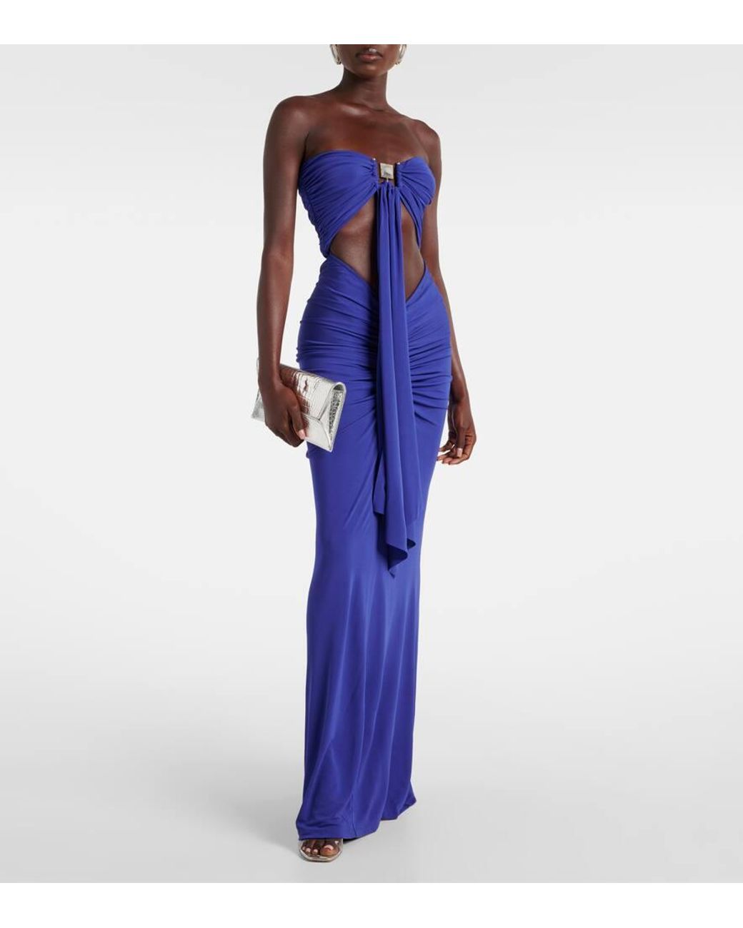 h&m blue bodycon dress Christopher Esber Droplet Bead Crochet Trimmed Cami Dress in Blue Size S main image 1
