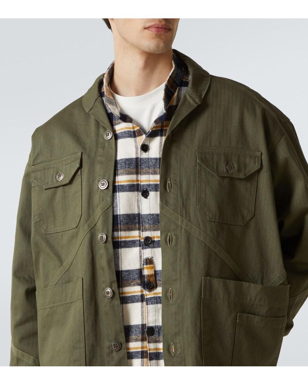 Greg Lauren Green Cotton Field Jacket for men