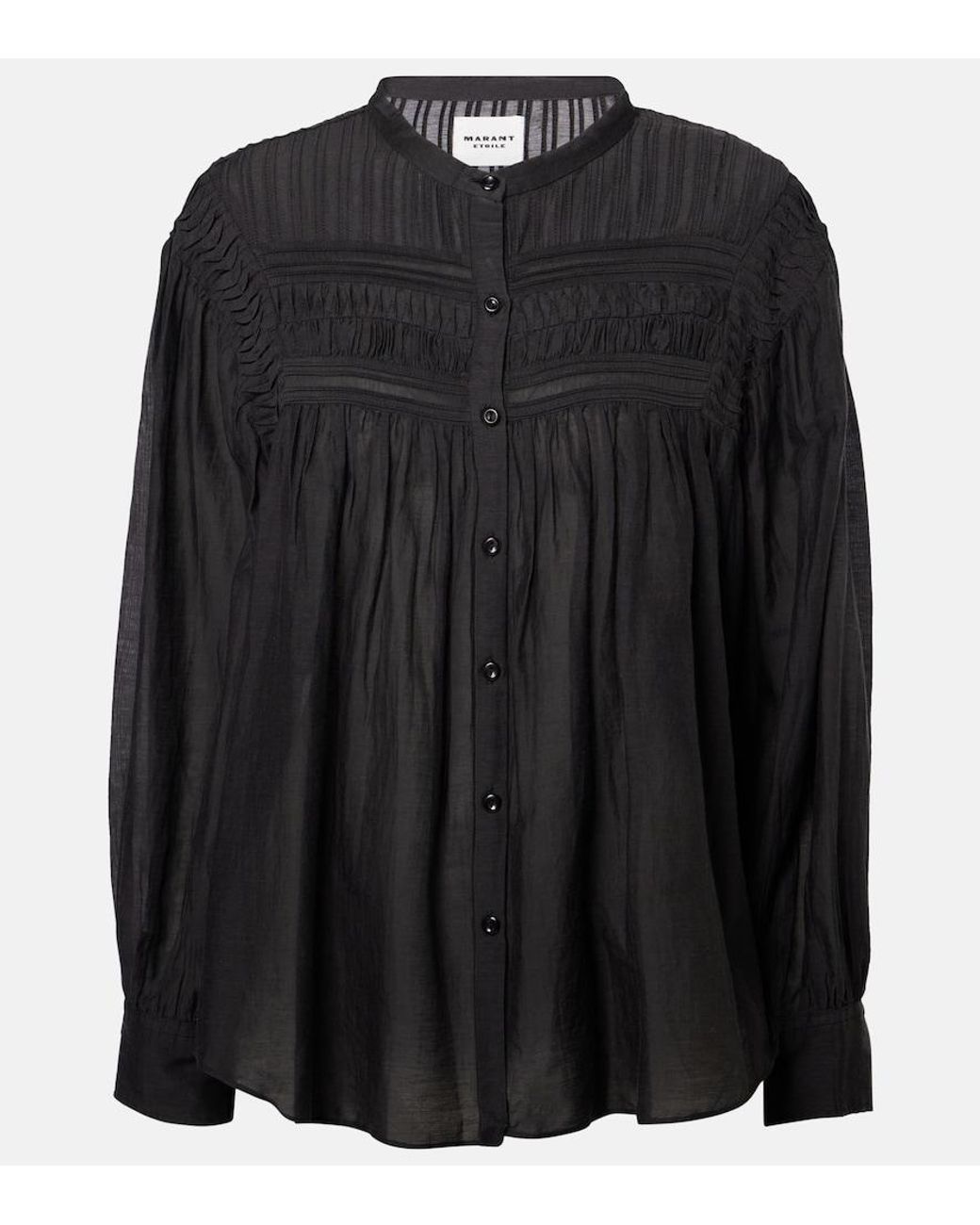 Isabel Marant Black Plalia Cotton-Blend Top