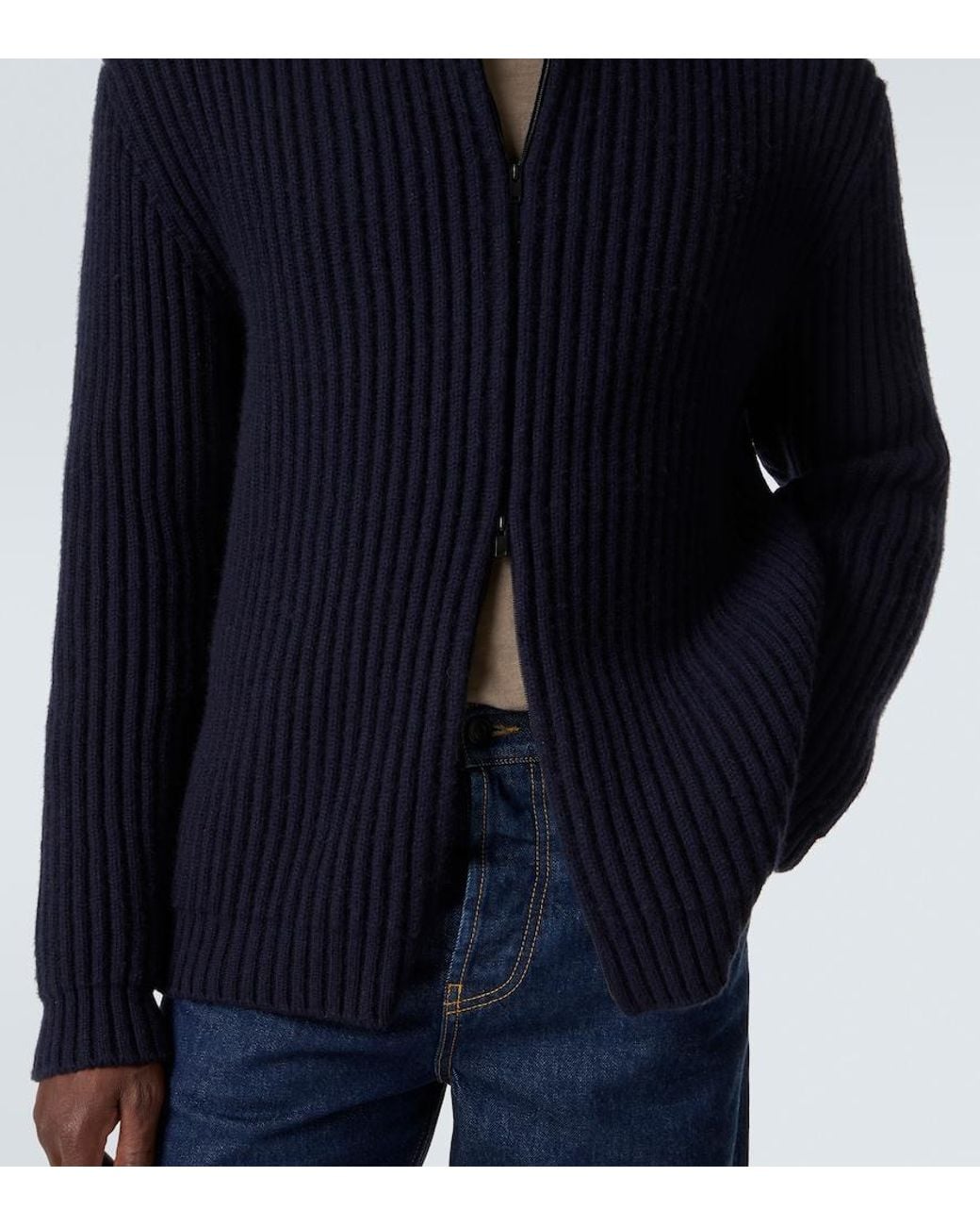 The Row Blue Hornby Cashmere Zip-Up Cardigan for men