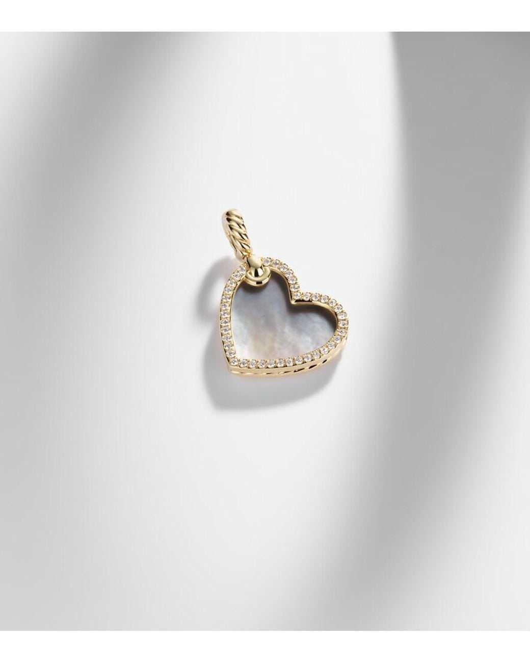 David Yurman White Dy Elements Heart 18Kt Pendant With Diamonds And Pearl