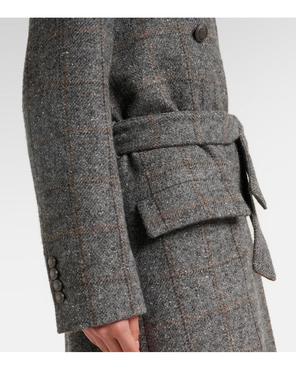 Brunello Cucinelli Gray Double-Breasted Alpaca-Blend Coat
