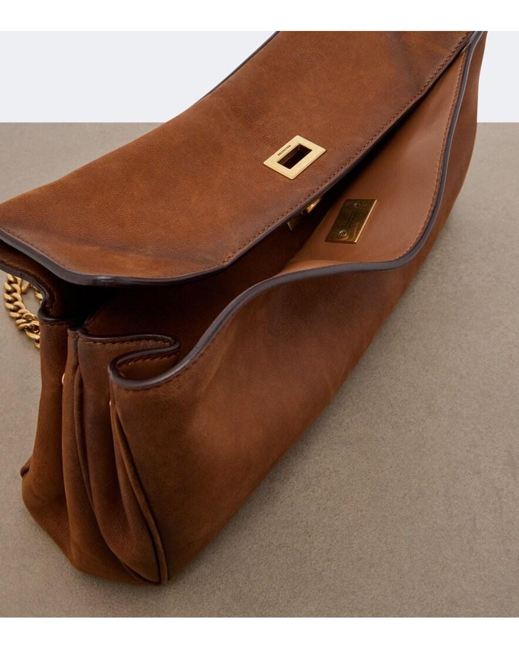 Balenciaga Brown Rodeo East West Leather Shoulder Bag