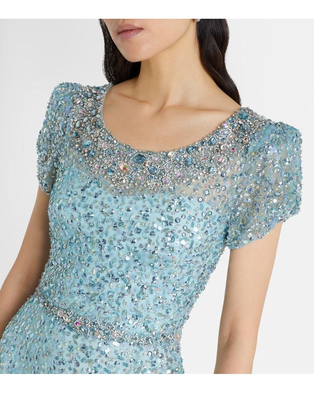 Jenny Packham Blue Epoch Embellished Gown