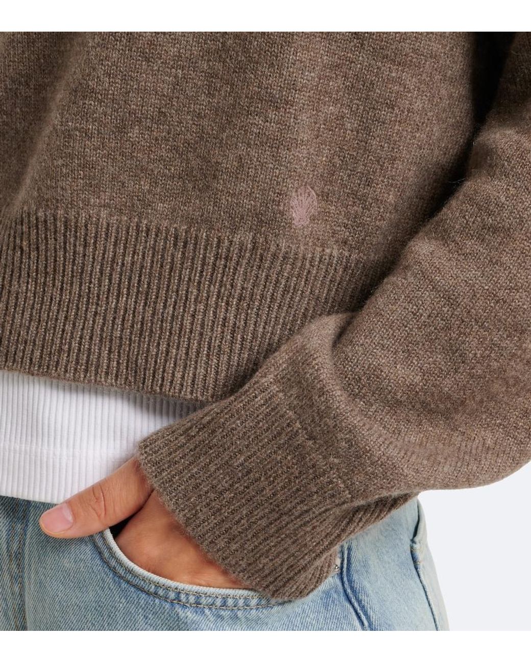 Loulou de Saison Brown Anzor Cropped Cashmere Sweater