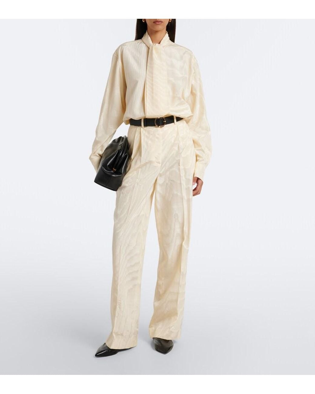 Stella McCartney White Tie-Neck Moire Blouse