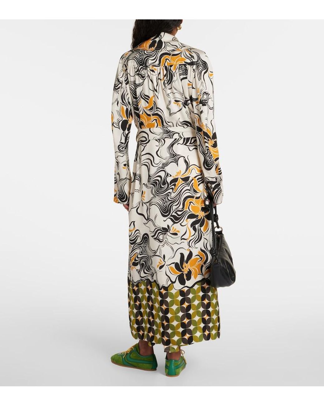 Dries Van Noten Metallic Abstract-Pattern Satin Coat