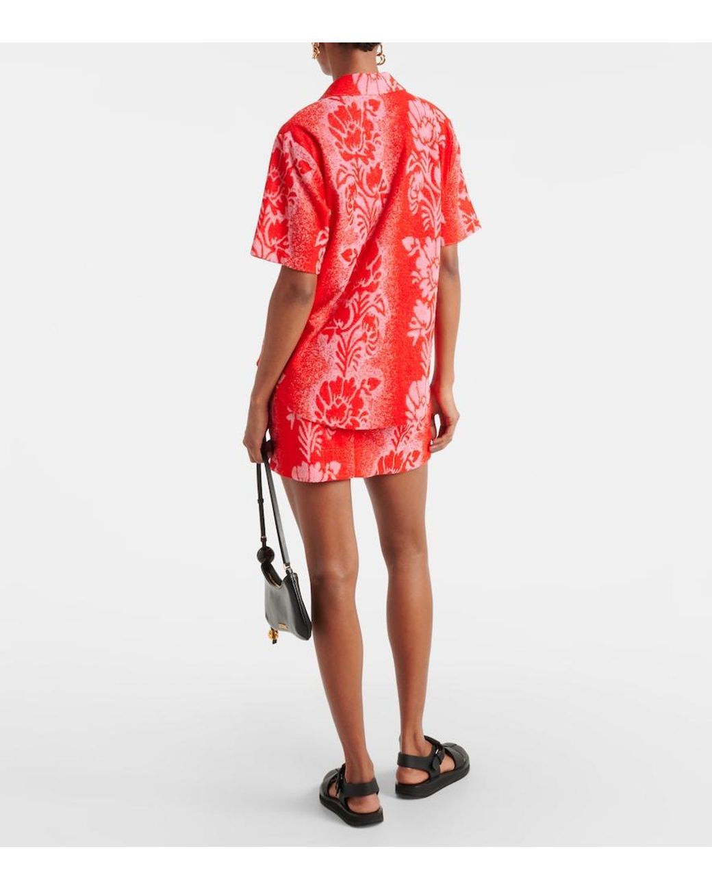 ALÉMAIS Red Martha Printed Cotton-Blend Shirt