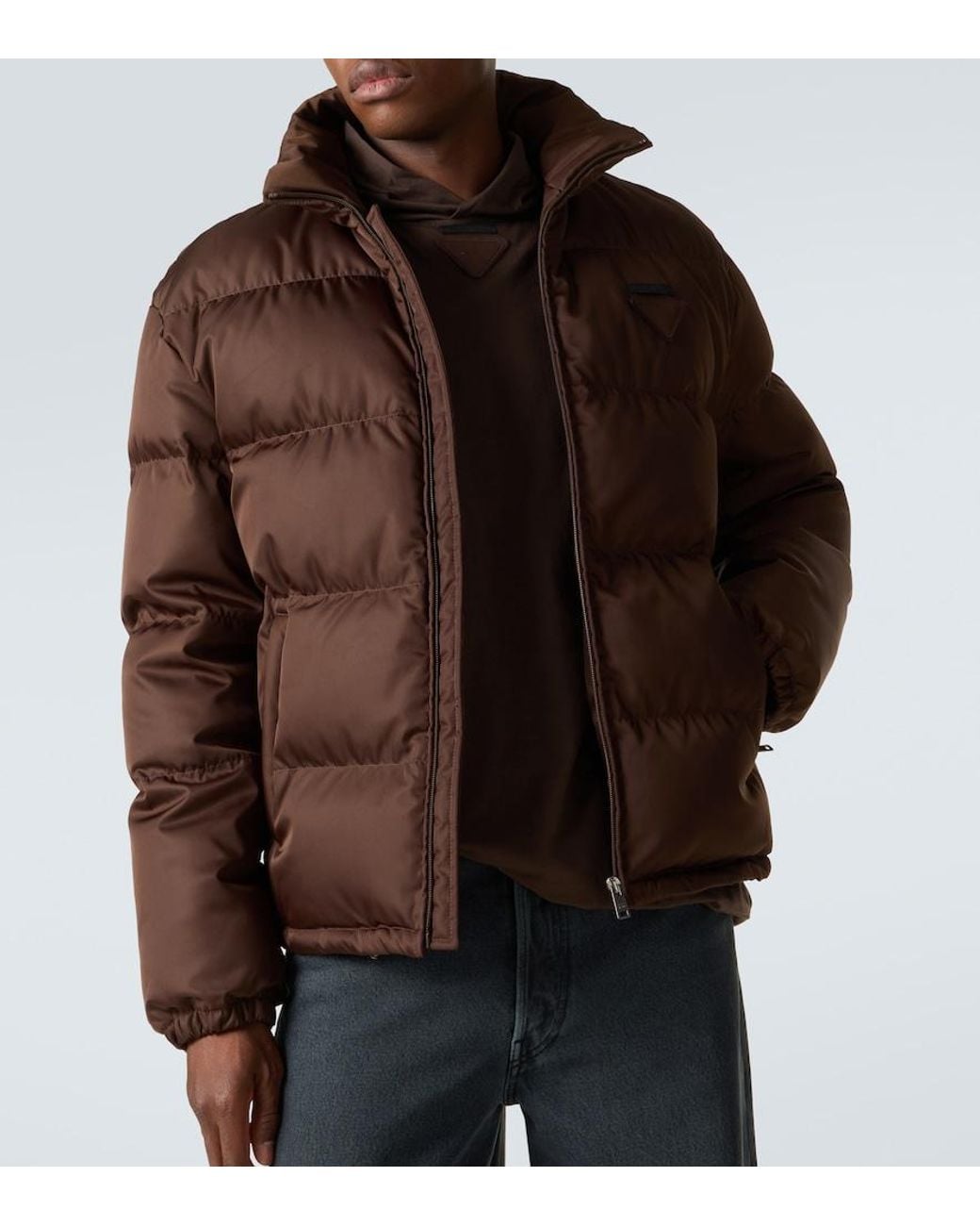 Prada Brown Re-Nylon Down Jacket for men