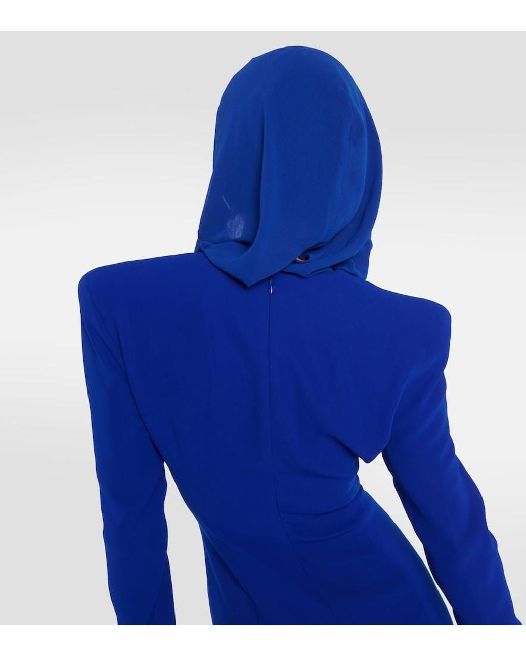 Monot Blue Hooded Crepe Maxi Dress