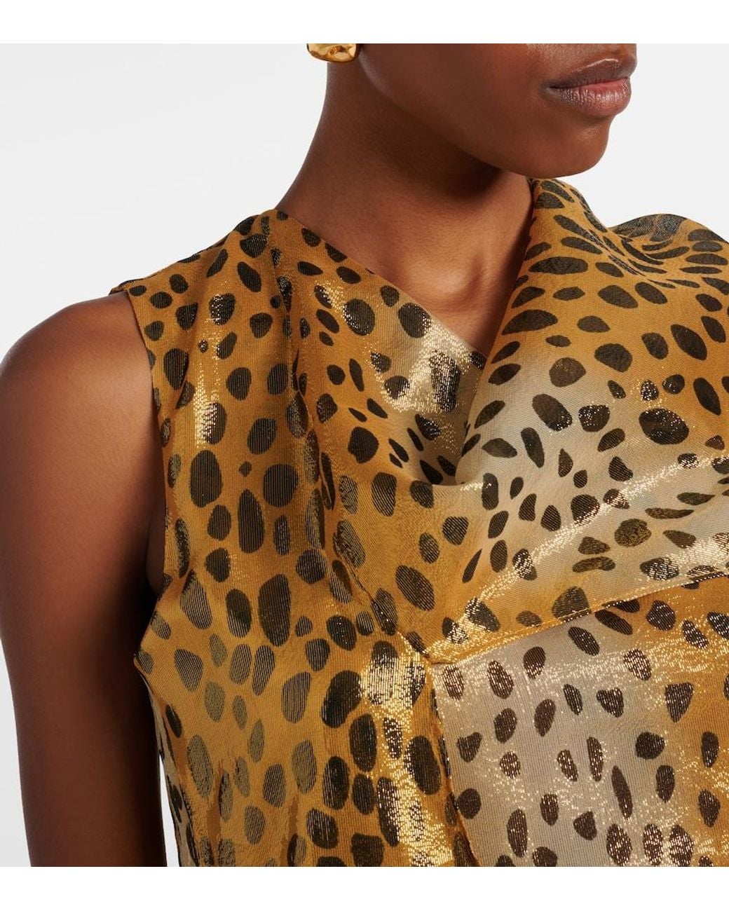 JACQUES WEI Yellow Silk-Blend Lame Top
