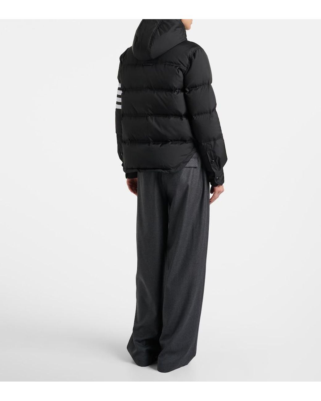 Thom Browne Black 4-Bar Hooded Quilted Down Jacket