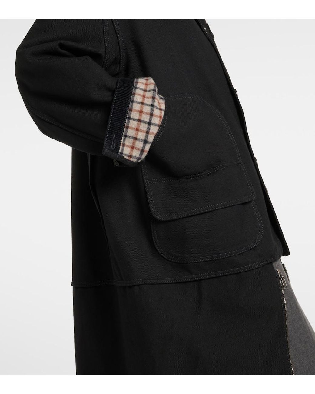 Maison Margiela Black Cotton And Wool Coat